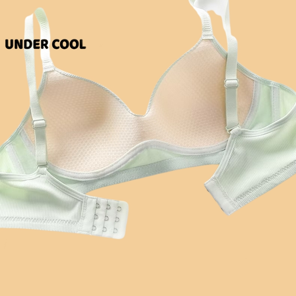Áo lót nữ đệm mỏng UNDERCOOL không gọng cotton gân tăm ôm nhẹ phù hợp tuổi teen thiết kế vạt chéo AL67
