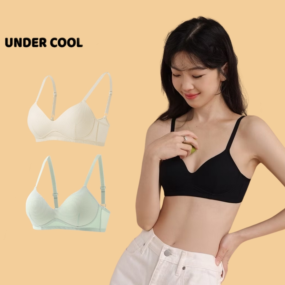 Áo lót nữ đệm mỏng UNDERCOOL không gọng cotton gân tăm ôm nhẹ phù hợp tuổi teen thiết kế vạt chéo AL67