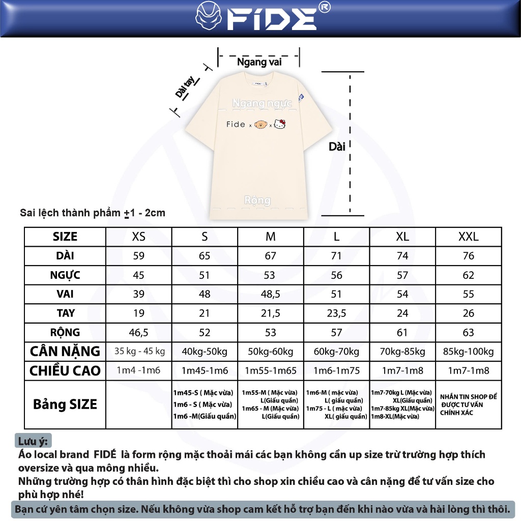 Ảnh Áo thun FIDE Hello Kitty phông unisex form rộng local brand nam nữ cổ tròn oversize - AT163 4