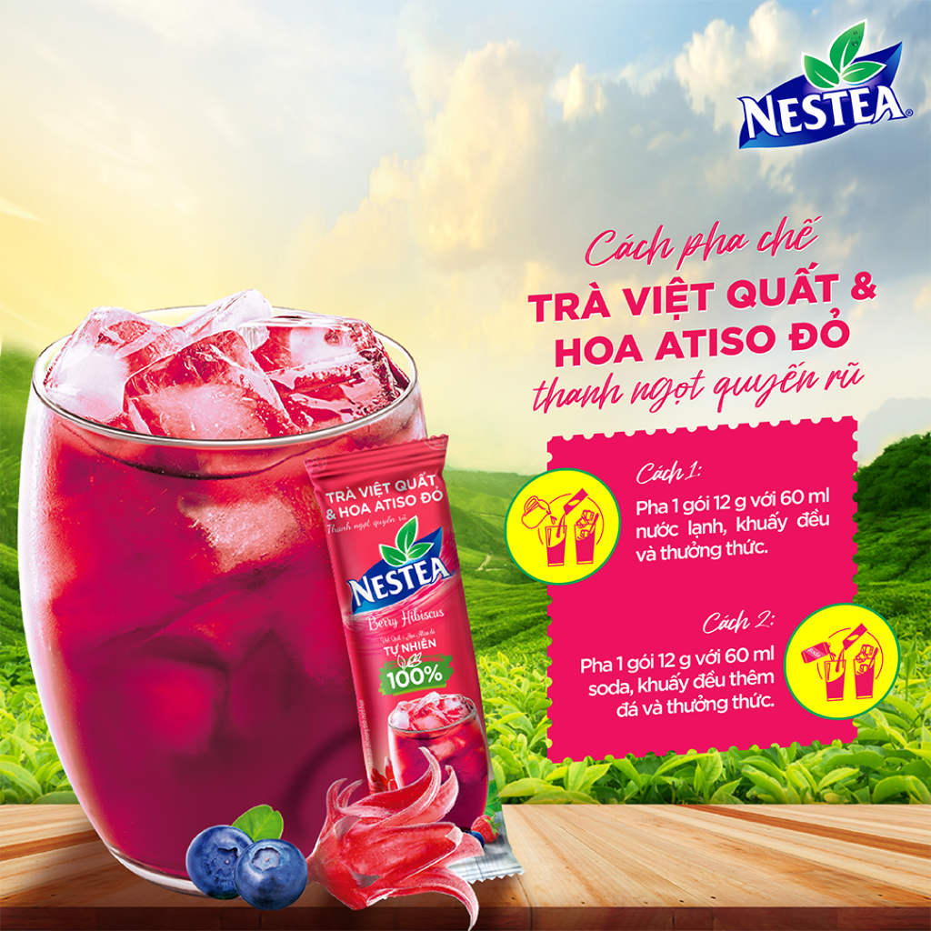 Ảnh Thực phẩm bổ sung trà việt quất và hoa atiso đỏ Nestea (Hộp 10 gói x 12g) 2