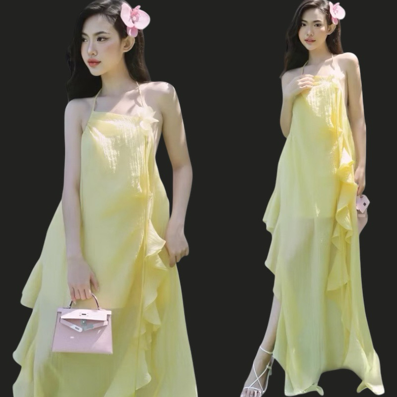 Đầm maxi dài cổ yếm Briebrie sang chảnh