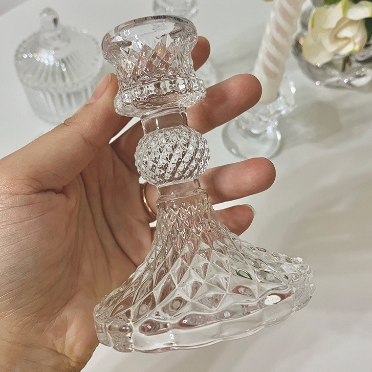 Chân Nến Thuỷ Tinh  PHA LÊ - chân nến dùng Trang Trí Bàn Tiệc, Nhà Hàng, Decor Studio, Bàn Gallery, Gia Tiên sang trọng