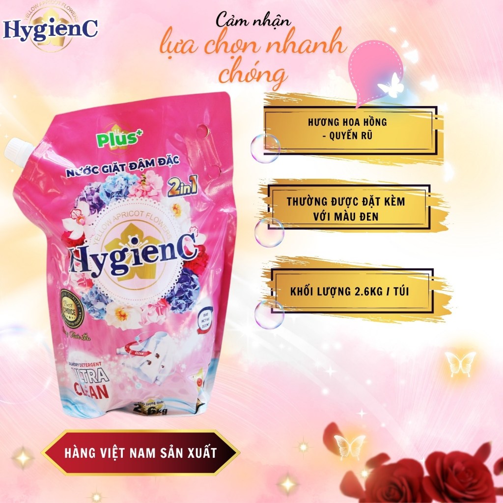 Ảnh Combo 3 Túi nước giặt đậm đặc HygienC Plus+ - Khối lượng 2.6Kg - CB3T2 4