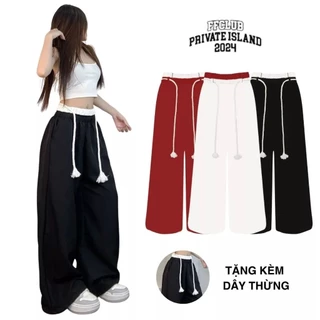 QUẦN KAKI ỐNG RỘNG KÈM DÂY THỪNG FFCLUB MIX - UNISEX NAM NỮ