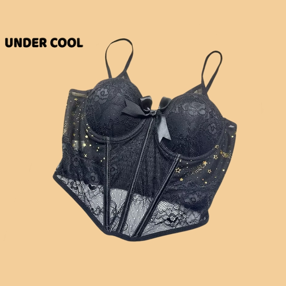 Áo Corset Ren Nữ UNDERCOOL Gợi Cảm, Ôm Body, Cúp Ngực Sexy, Thiết Kế Quyến Rũ, Phối Nơ & Họa Tiết Sang Trọng AB46