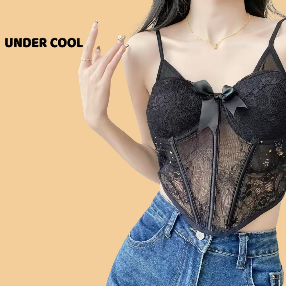 Áo Corset Ren Nữ UNDERCOOL Gợi Cảm, Ôm Body, Cúp Ngực Sexy, Thiết Kế Quyến Rũ, Phối Nơ & Họa Tiết Sang Trọng AB46