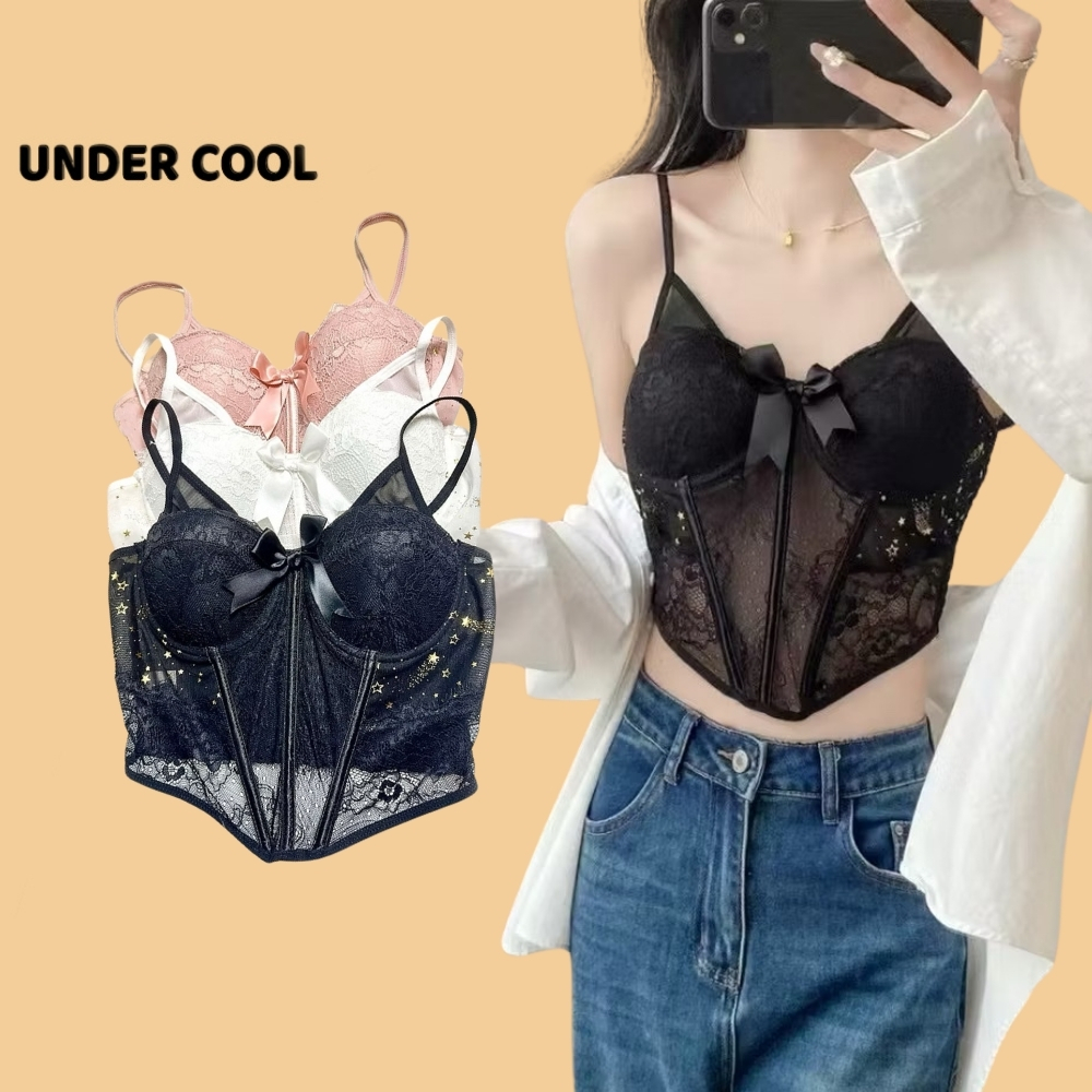 Áo Corset Ren Nữ UNDERCOOL Gợi Cảm, Ôm Body, Cúp Ngực Sexy, Thiết Kế Quyến Rũ, Phối Nơ & Họa Tiết Sang Trọng AB46