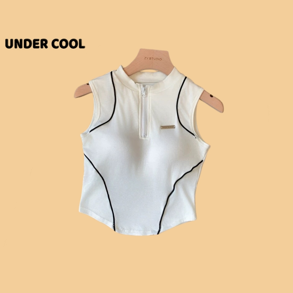 Áo Tanktop Thể Thao UNDERCOOL – Croptop Ôm Body, Cổ Cao Khóa Kéo, Thiết Kế Năng Động, Chất Co Giãn Thoáng Mát ABL36