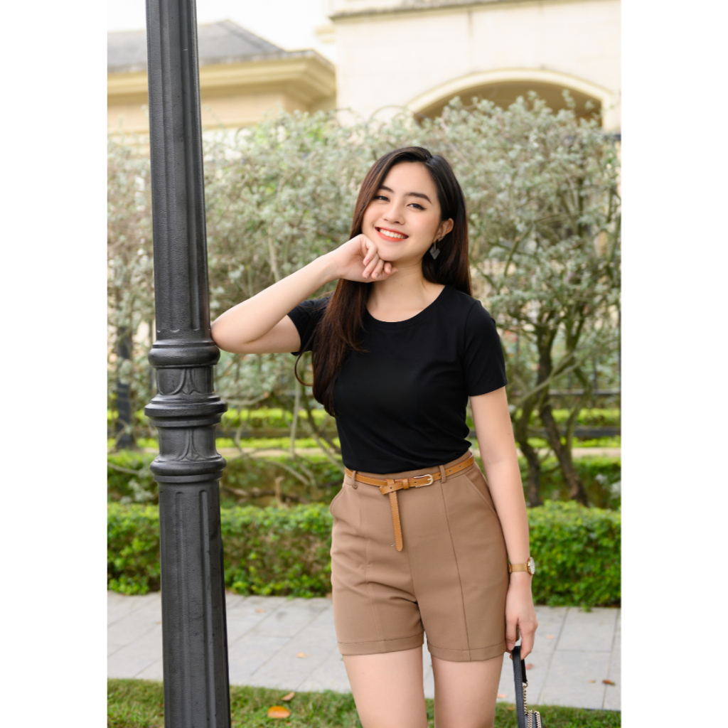 Ảnh Áo phông nữ màu trơn dáng vừa - Áo thun trơn nữ cotton 4 chiều - LOZA G0168 4