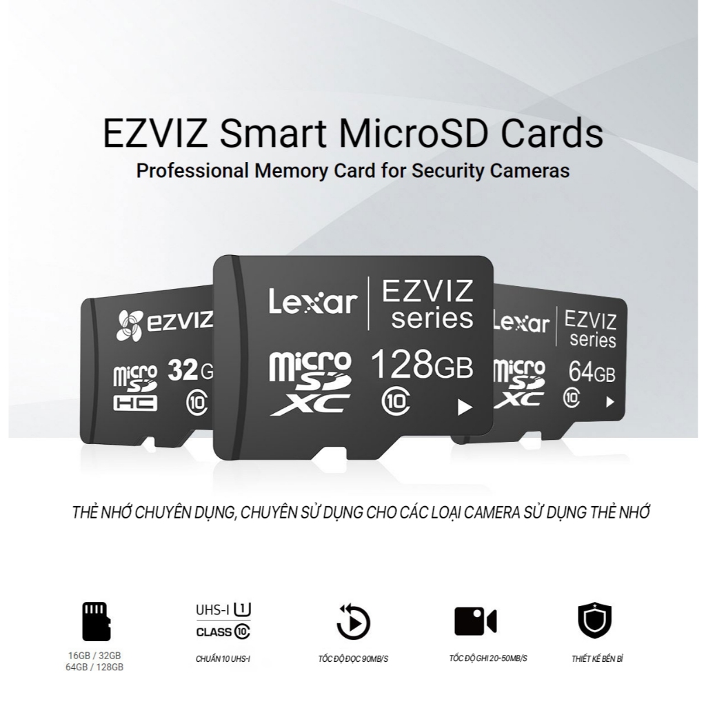 Ảnh Thẻ nhớ MicroSD Lexar 32GB  64GB 128GB class 10 UHS-I - tốc độ100MB/s, dùng cho camera, máy ảnh 3