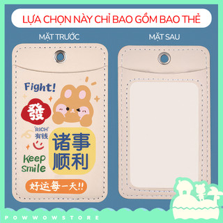 Bao Đựng Thẻ Da Pu Hai Ngăn In Hình Hoạ Tiết Phong Cách Nhân Vật Hoạt Hình Câu Chữ May Mắn Thú Vị
