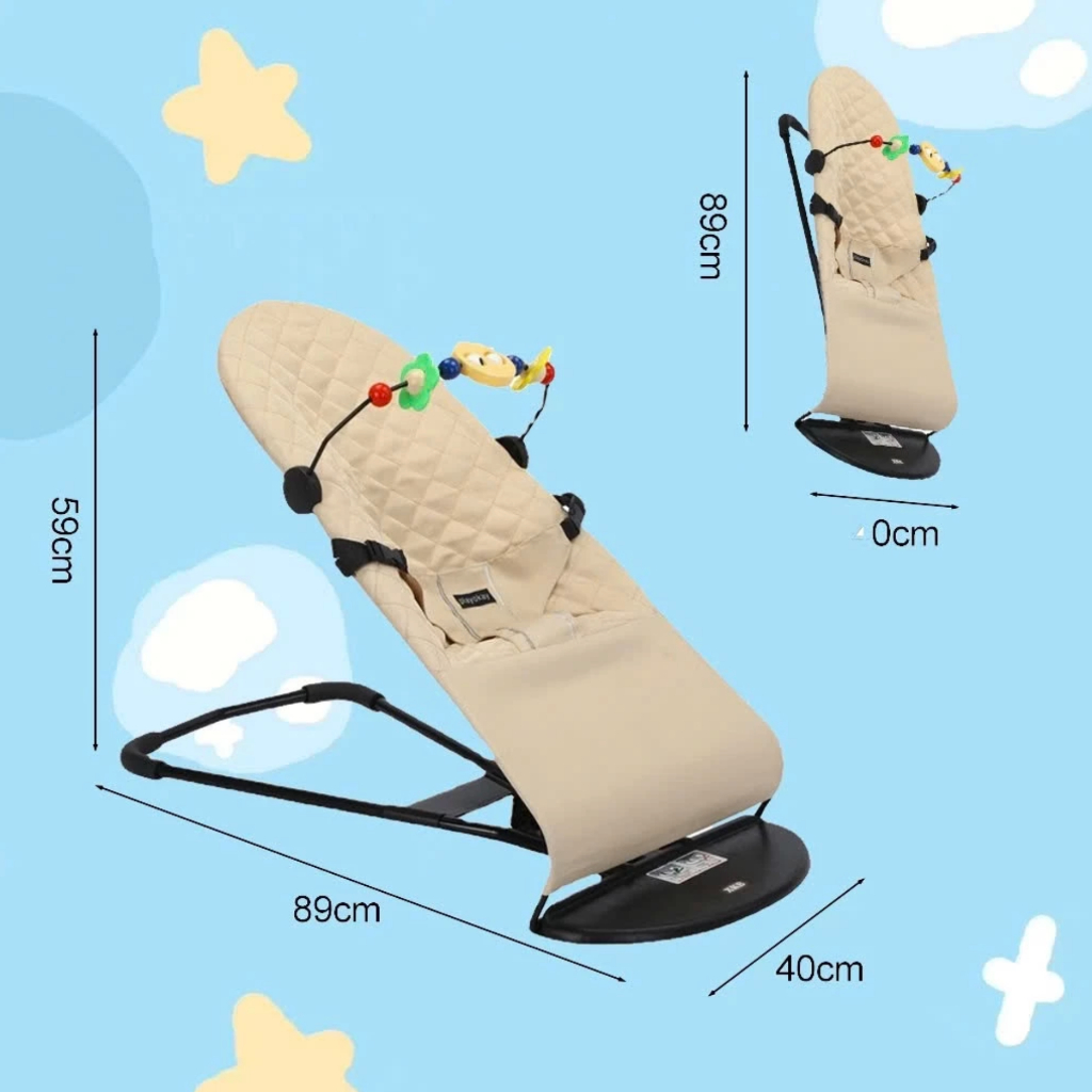Ghế Nhún Rung Cao Cấp Cho Bé Sơ Sinh  G22, ghế ngồi bập bênh, Chống Võng Lưng, Chất Vải Cotton Thoáng Mát Thoải Mái