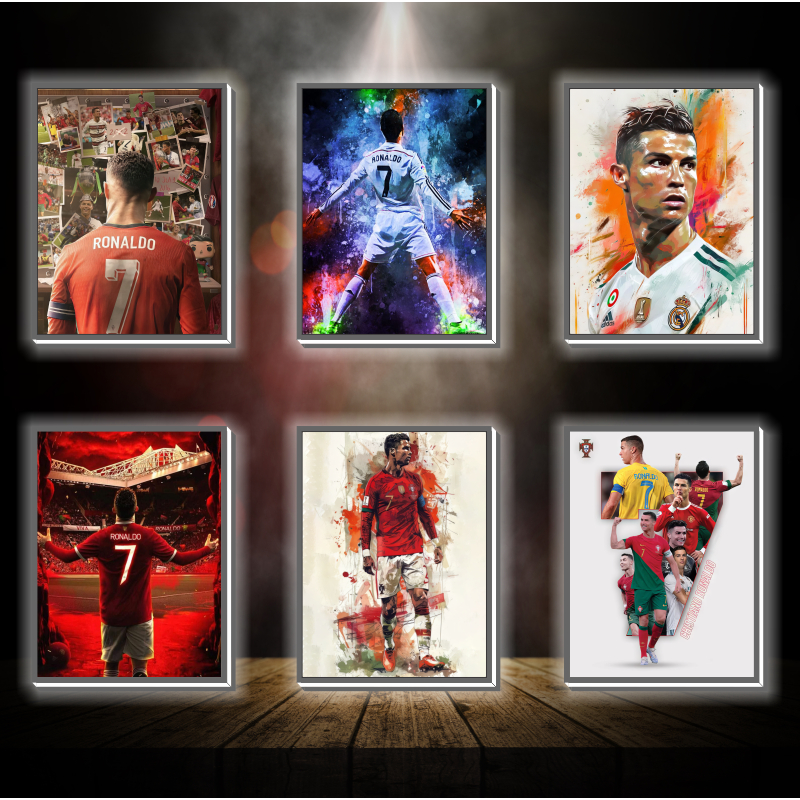 Tranh đèn led 3D đổi màu CR7 - Tranh đèn led 3D trang trí bàn làm việc, đèn ngủ