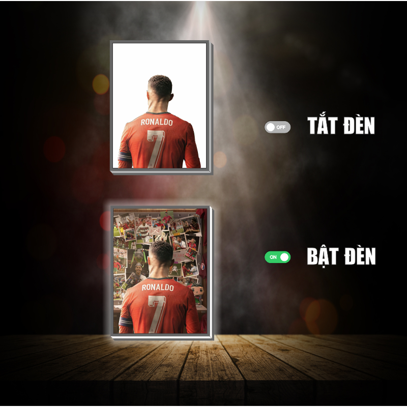 Tranh đèn led 3D đổi màu CR7 - Tranh đèn led 3D trang trí bàn làm việc, đèn ngủ