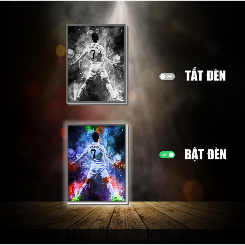 Tranh đèn led 3D đổi màu CR7 - Tranh đèn led 3D trang trí bàn làm việc, đèn ngủ