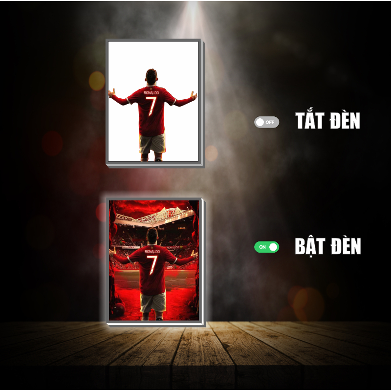 Tranh đèn led 3D đổi màu CR7 - Tranh đèn led 3D trang trí bàn làm việc, đèn ngủ
