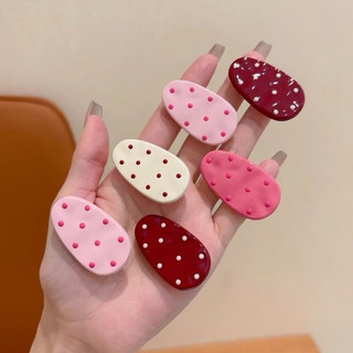 Set 8 Kẹp tóc mái kiểu dáng hình bầu dục chấm bi phong cách hàn quốc