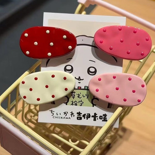Set 8 Kẹp tóc mái kiểu dáng hình bầu dục chấm bi phong cách hàn quốc