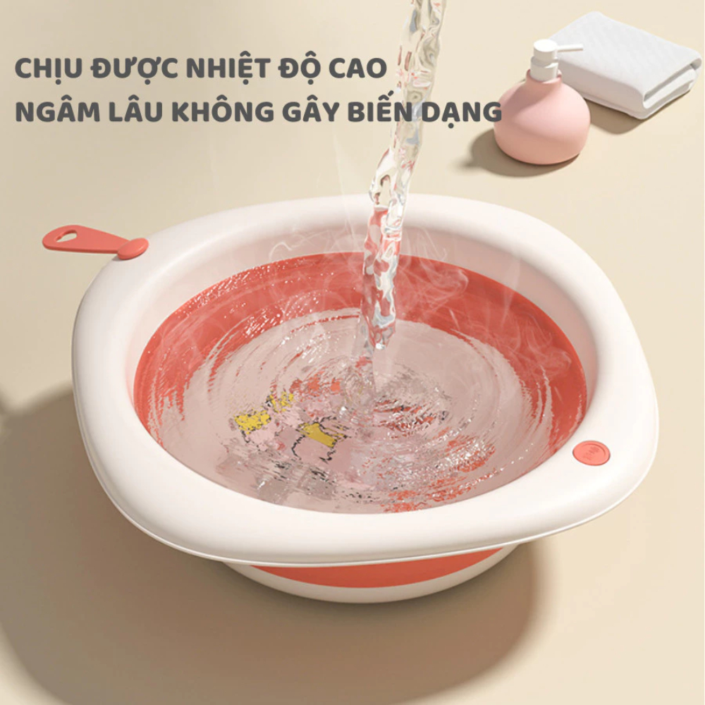Chậu Rửa Mặt Gấp Gọn Cho Bé Sơ Sinh DINO Thau Cho Bé Cao Cấp, An Toàn Sức Khỏe