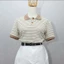 Áo thun polo nữ cộc tay, thiết kế kẻ sọc mới, chất vải coton thoáng mát, hot 2025
