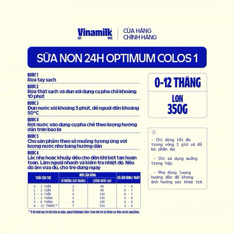 Sữa Bột Vinamilk Optimum Colos Lon - 350g [Cho Trẻ Từ 0 - 1 tuổi]