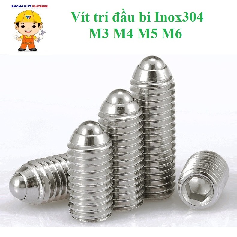 (INOX304) 5 cái M3-M6 Vít trí đầu bi inox304 vít trí lục giác chìm M3, M4, M5, M6