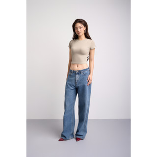 THEKIM Áo thun croptop tay ngắn cổ tròn , áo baby tee thun tăm trơn A166 croptop