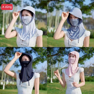 Mũ chống nắng chống tia uv chất liệu silk lạnh chùm kín đầu kèm khẩu trang 🌸🌸🌸