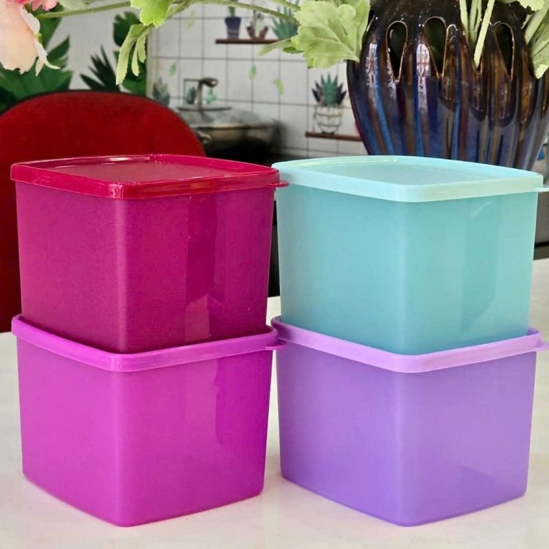 set 4 hộp ngăn mát Tupperware medium square round gen l 800ml. | Shopee ...