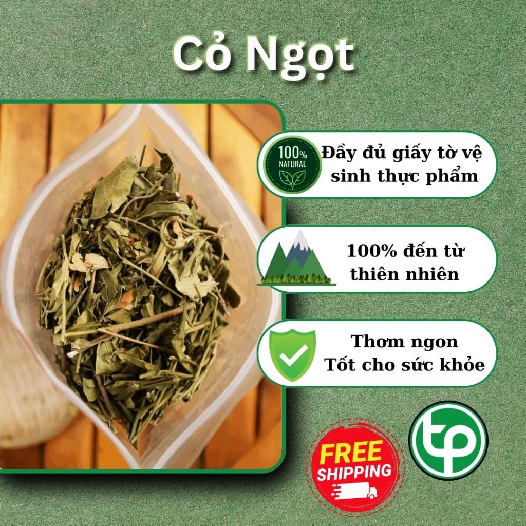 Lá cỏ ngọt sấy khô túi lớn loại 500gram - Hàng sạch thơm giá tốt - Chuyên dùng để pha trà