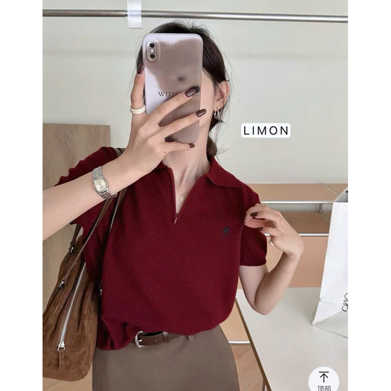[New Hot] 026 - Áo Polo Ngựa Kéo Khoá Dệt Kim Cộc Tay Thêu Họa Tiết Sang Trọng Kèm Ảnh Thật