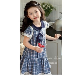 [B&G] Đầm váy cotton caro mùa hè phong cách hàn quốc cho bé gái từ 12-45kg (2-12 tuổi)