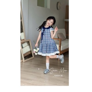 [B&G] Đầm váy cotton caro mùa hè phong cách hàn quốc cho bé gái từ 12-45kg (2-12 tuổi)
