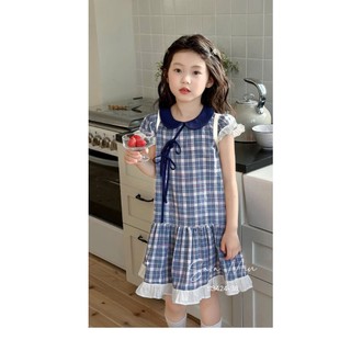[B&G] Đầm váy cotton caro mùa hè phong cách hàn quốc cho bé gái từ 12-45kg (2-12 tuổi)