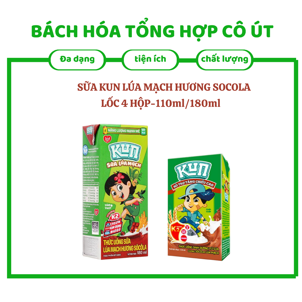 Sữa Lúa Mạch Kun Hương Socola – Lốc 4 hộp – 110ml/180ml | Shopee Việt Nam