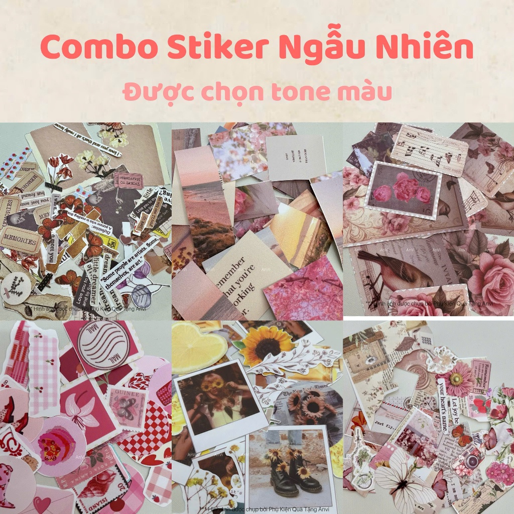 Combo Sticker trang trí hộp quà, sổ tay, vật dụng, Sticker phong cách ...