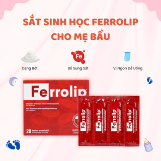 Sắt Sinh Học Ferrolip Bổ Sung Sắt Cho Phụ Nữ Mang Thai Dạng Bột Vị Ngon Dễ Uống Hộp 20 Gói