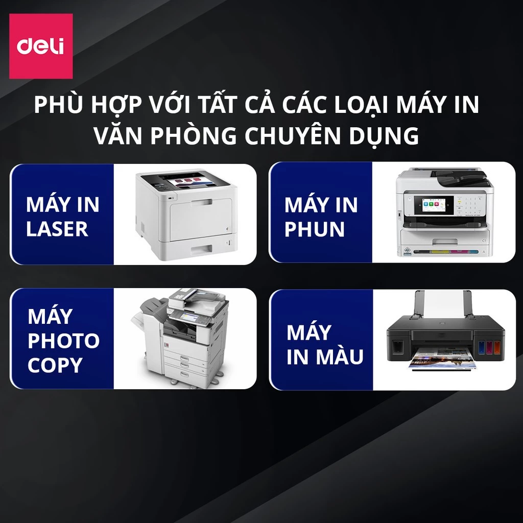 Giấy In Giấy A4 70 gsm Giấy Photo Copy Deli Chính Hãng Loại 500 tờ/ream độ dày cao, đều màu