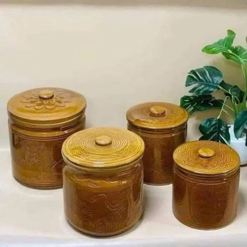 Vại Muối Dưa Muối Cà Muối Kimchi / Hũ Đựng Gạo Đồ Khô Gốm Sứ Bát Tràng Cao Cấp