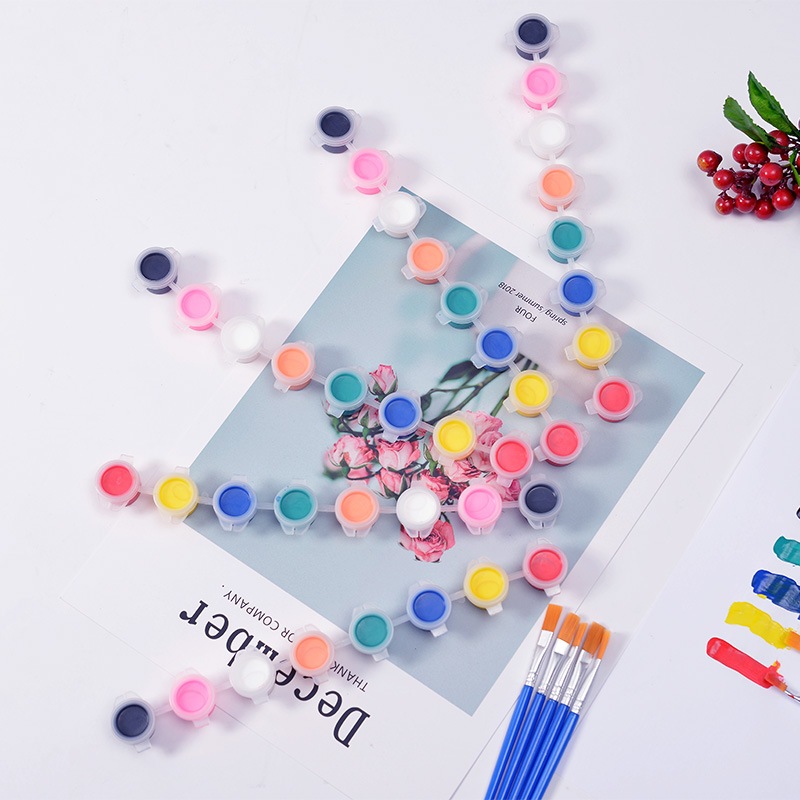 Set 8 màu nước và 1 bút lông cho bé tô tượng  vẽ tranh lên giấy lên tường tiện