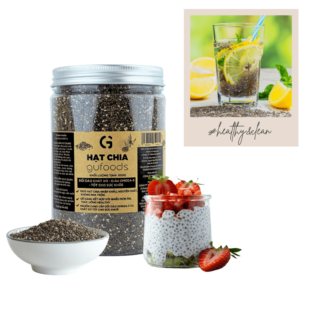 Ảnh Hạt chia GUfoods - Giàu chất xơ và Omega-3, Tốt cho hệ tiêu hoá, Lành mạnh, Healthy, Eat clean (100g/600g) 1