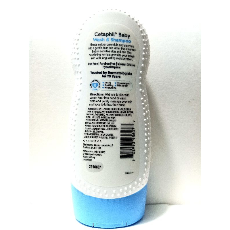 ( Mới)Sữa Tắm Gội Dành Cho Bé Cetaphil Sản Xuất Mỹ Gia Công Tại Đức. 230ml