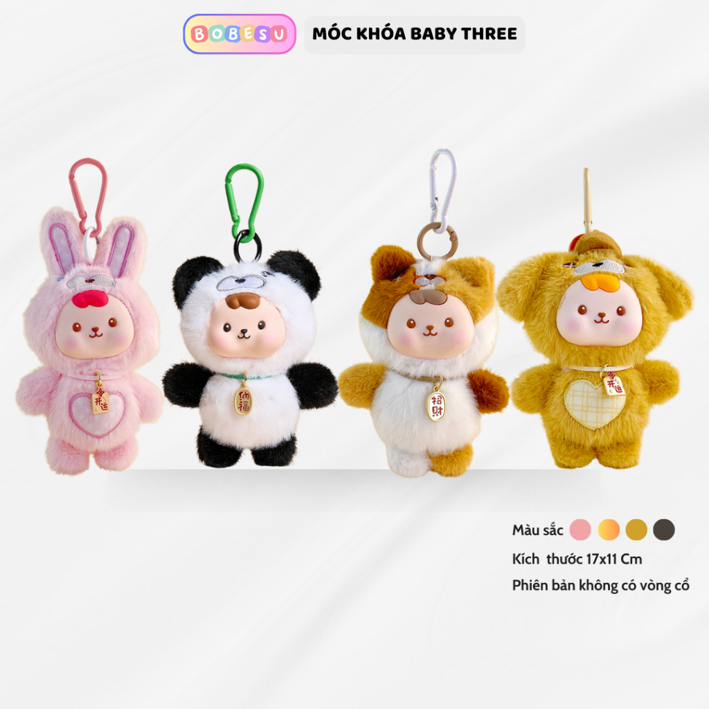 Móc khóa gấu bông bé ba có mùi thơm nhẹ bayby three móc khóa mặt nhựa kích thước 17Cm