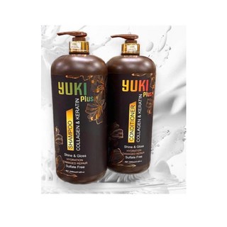 Cặp Gội xả Yuki Plus Collagen Keratin dung tích 4000ml/ cặp, phục hồi tóc khô xở hử tổn