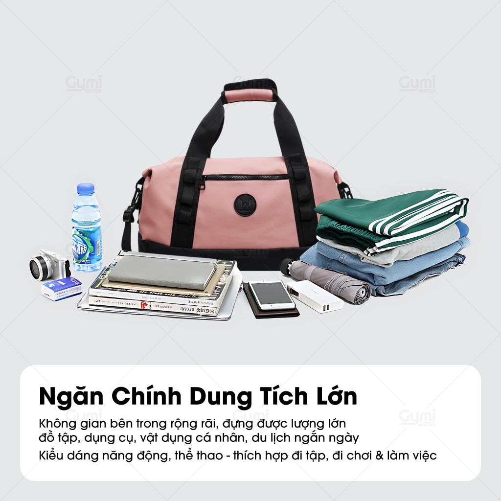 Túi Trống Phối Quai Đen Tập Gym - Thể Thao Đa Năng, Du Lịch, Thời Trang, Đeo Chéo Hoặc Xách - TuiTrongQuaiDen