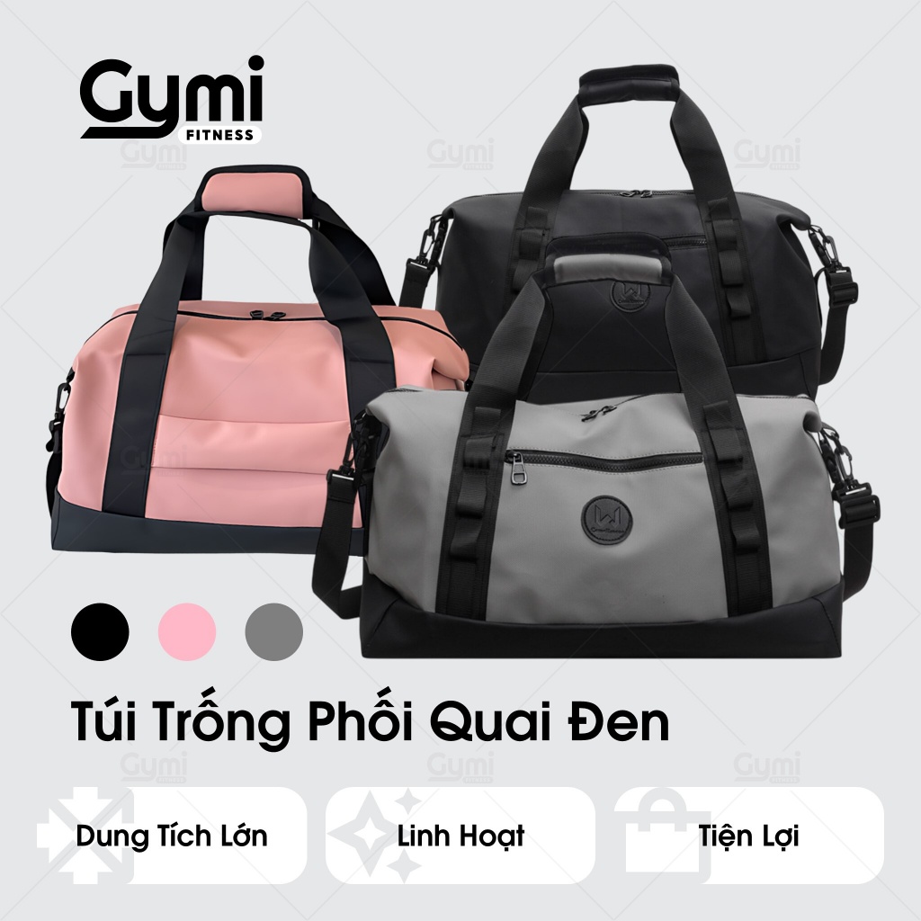 Túi Trống Phối Quai Đen Tập Gym - Thể Thao Đa Năng, Du Lịch, Thời Trang, Đeo Chéo Hoặc Xách - TuiTrongQuaiDen