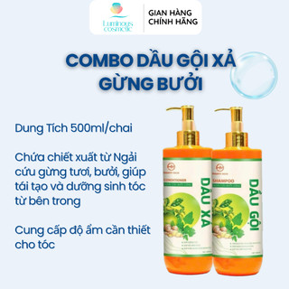 Combo 500ml dầu gội dầu xả gừng bưởi chống rụng tóc, mềm tóc