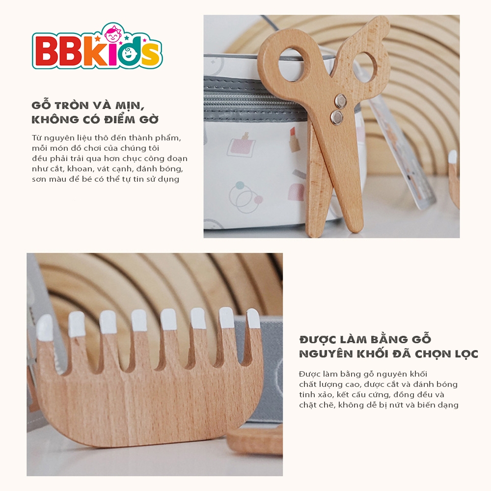 Đồ Chơi Trang Điểm BBkids, Đồ Chơi Bằng Gỗ Montessori, Đồ Chơi Bé Gái, Gỗ Tự Nhiên - BB026