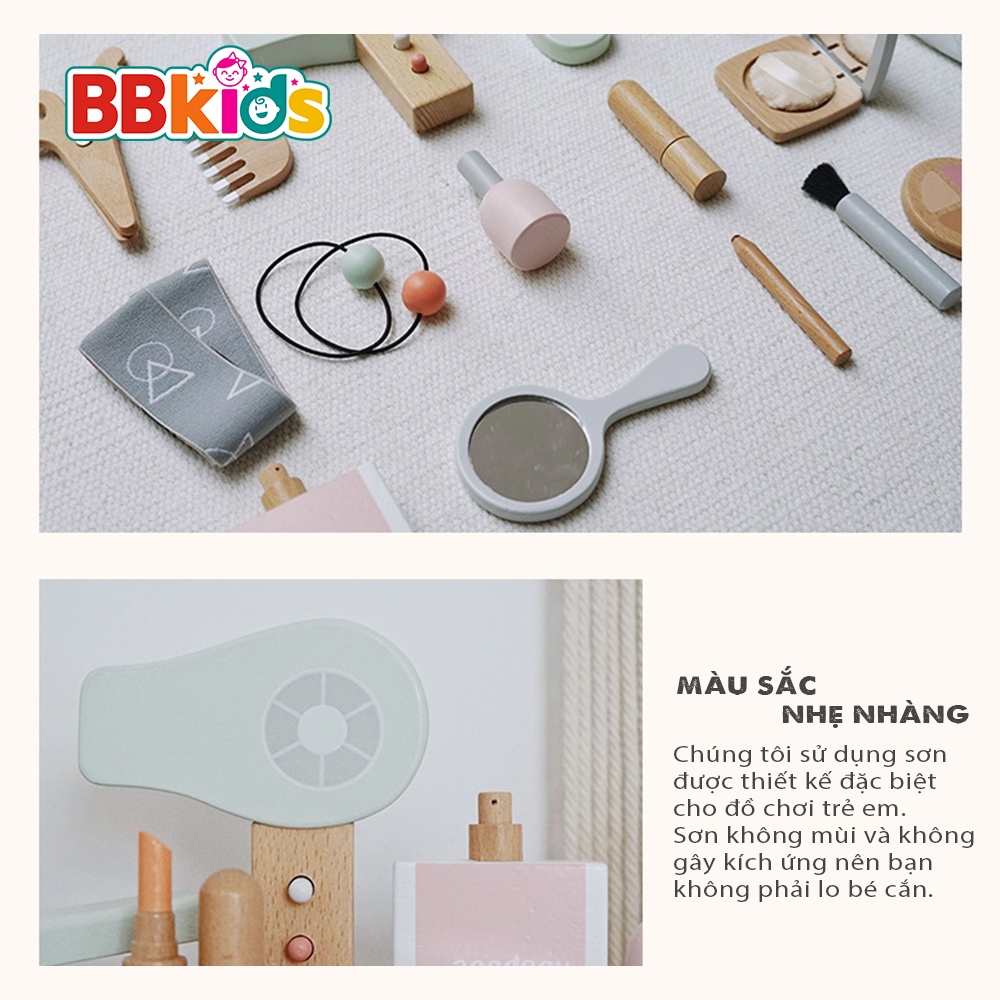 Đồ Chơi Trang Điểm BBkids, Đồ Chơi Bằng Gỗ Montessori, Đồ Chơi Bé Gái, Gỗ Tự Nhiên - BB026
