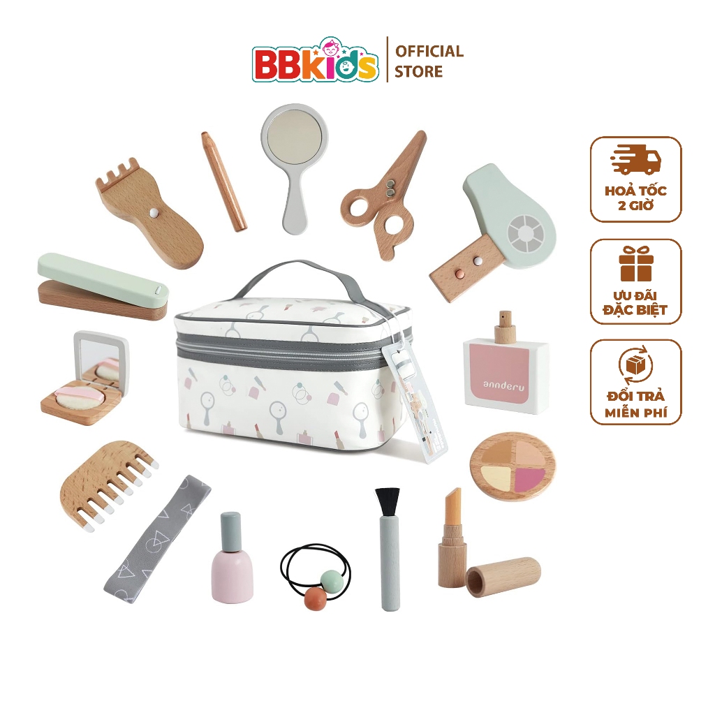 Đồ Chơi Trang Điểm BBkids, Đồ Chơi Bằng Gỗ Montessori, Đồ Chơi Bé Gái, Gỗ Tự Nhiên - BB026